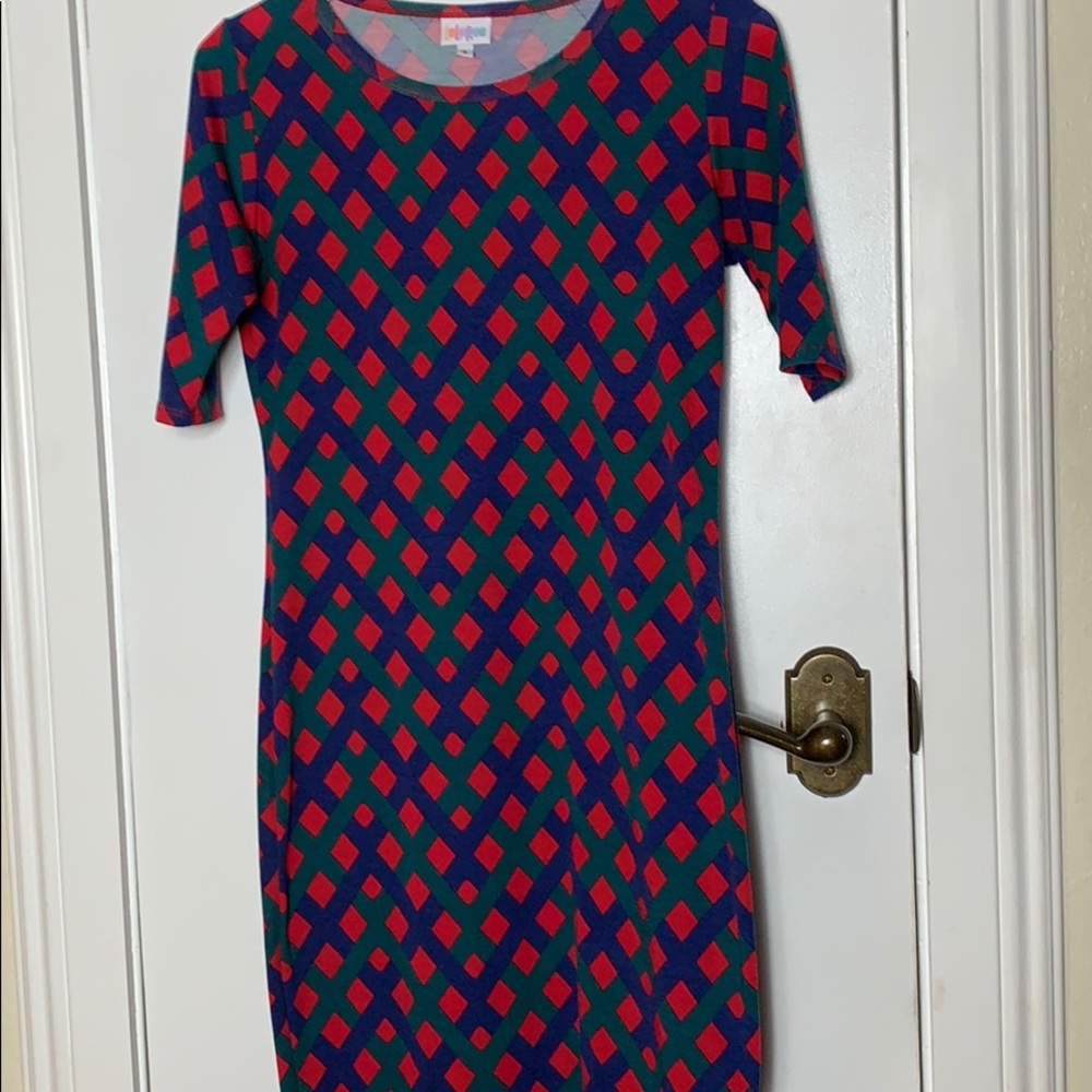 LulaRoe size Sm dress, Red, green and blue